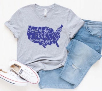 Land of the Free Because of the Brave Shirt | Independence Day T-Shirt | 4th of July Graphic T | American Tee for Him | Patriotic | Cute Women's T-Shirt