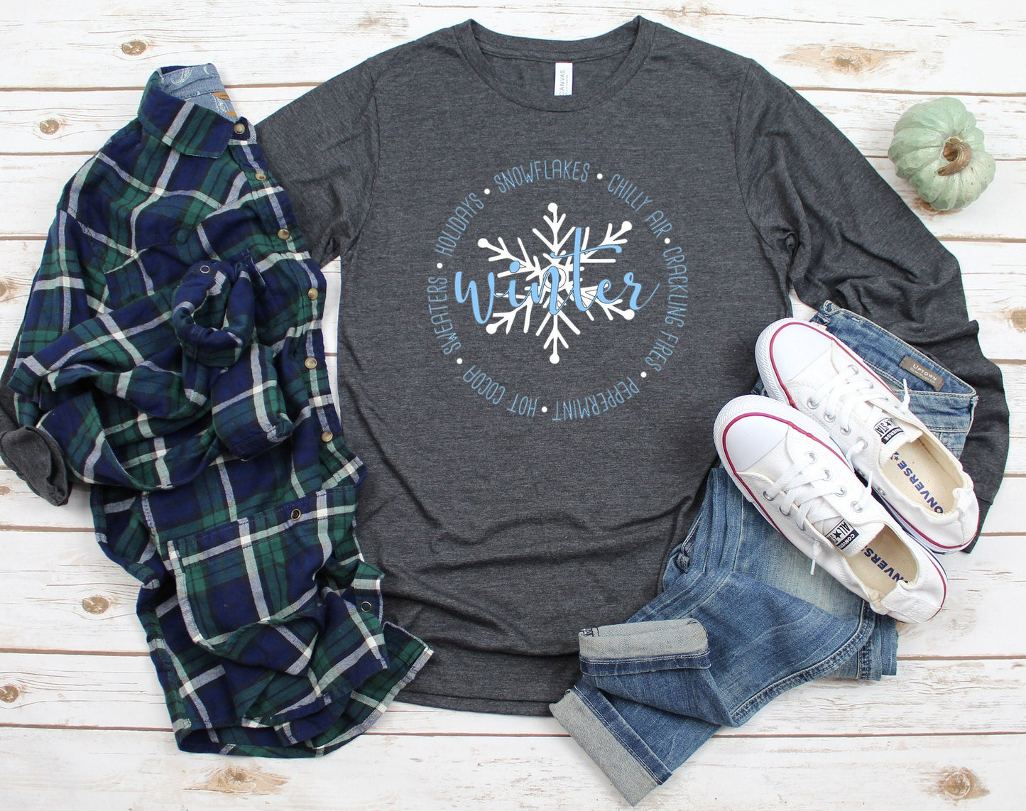 Winter Long Sleeve Shirt | Christmas Shirts for Women | Graphic T | Soft Holiday Shirt for Moms | Winter T-Shirts | Snowflake Tee for Her