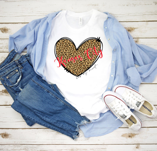 Kansas City Has My Heart T-Shirt | KC Graphic Tee | Cute Super Bowl Shirts for Her | Plus Size Football Shirt
