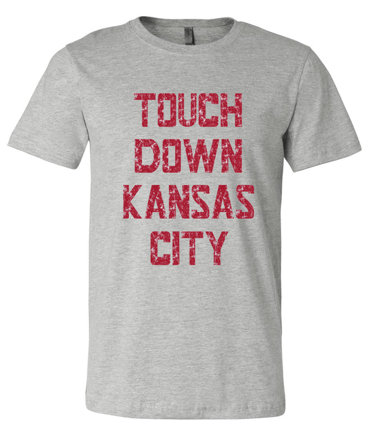 Distressed Touchdown Kansas City | Black Kansas City Shirt | KC Graphic Tee | Kansas City Shirts for Him | Cute Super Bowl Shirts for Her | Plus Size Football T-Shirt