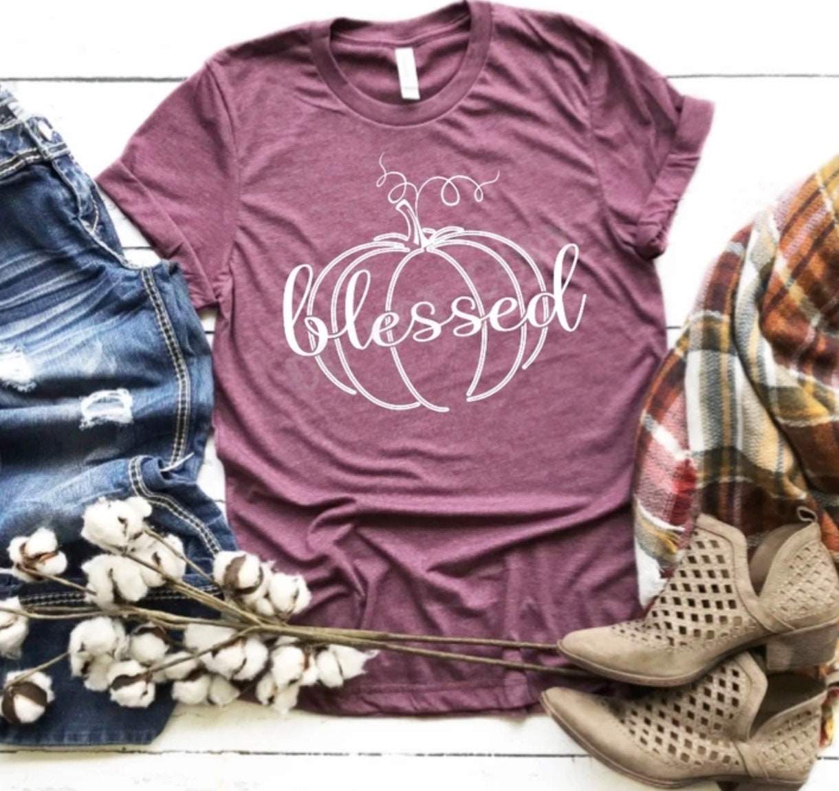 Blessed Pumpkin T Shirt | Autumn Graphic Tee | Fall Graphic Tees | Fall Shirts | Harvest T Shirts